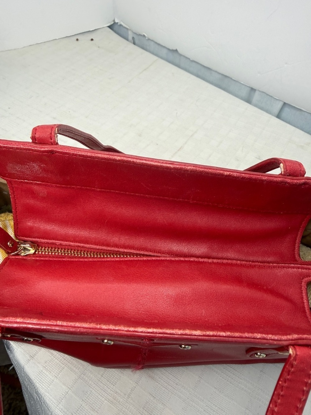 Vintage Kate Spade Red Leather mini Tote Bag - - Picture 7 of 12